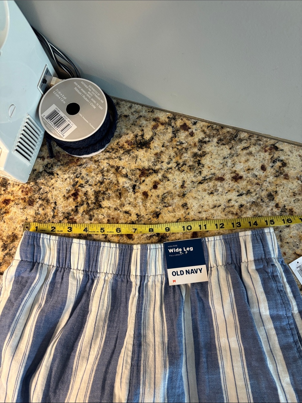 NWT Old Navy Wide Leg High-Rise Full Length Comfort Waistband Med Blue/White - Picture 9 of 12